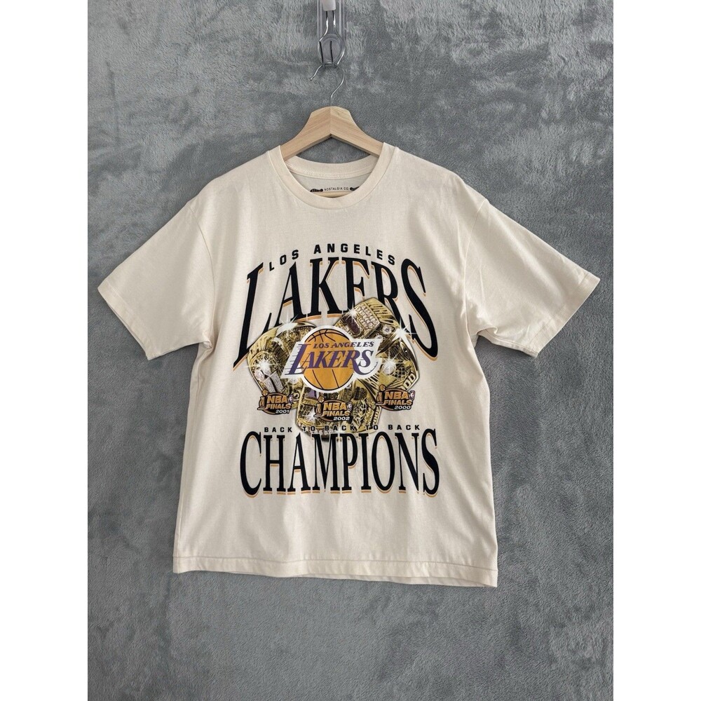 Mitchell & Ness Lakers 3 Peat Champions T Shirt Mens M Kobe Shaq NBA
